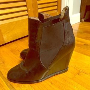 Corso Como Black Leather Wedge Bootie